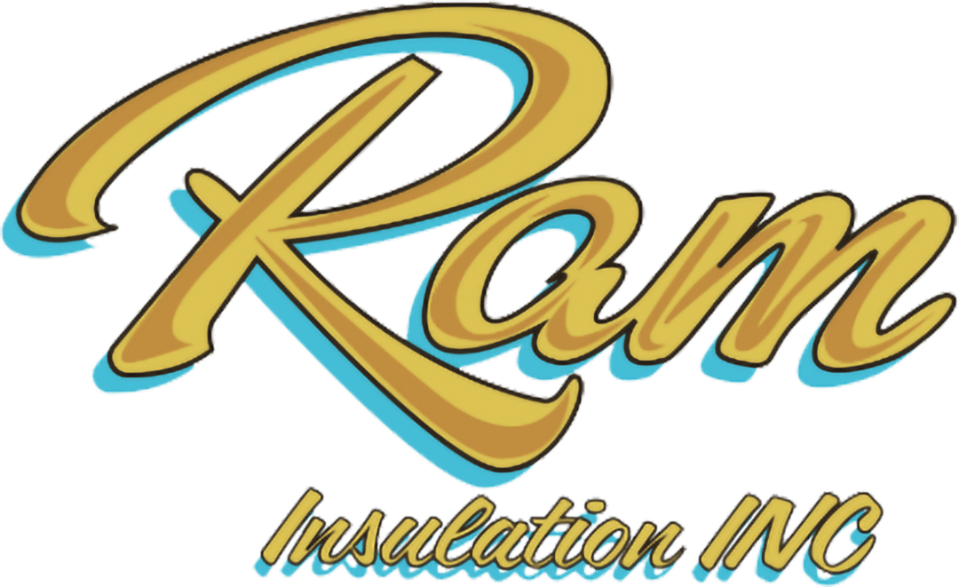 RAM-Logo-Overlay-1 Logo with the text "Ram Insulation INC" in stylized yellow and blue font.